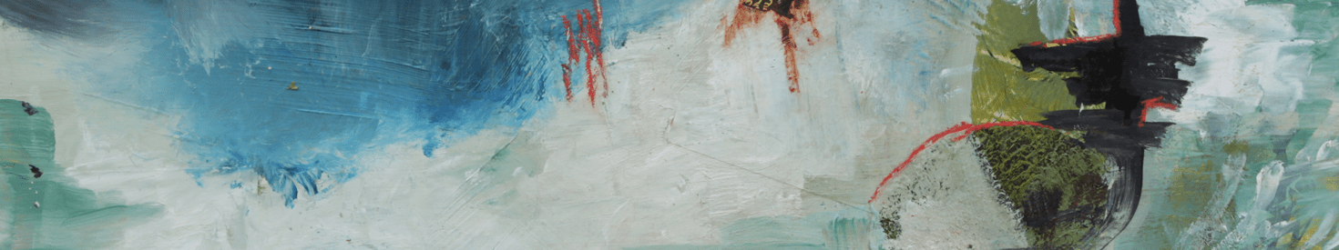 Detail of Kingfisher II - a large-scale abstract mixed media painting - with kingfisher tones of orange and turquoise on a background of misty blues and greens